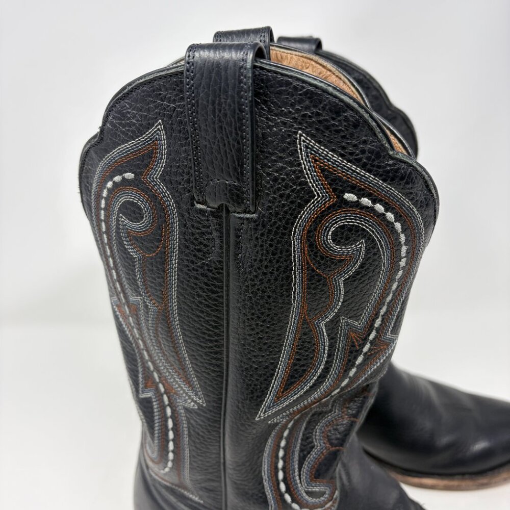 Ariat Black Western Cowboy Boots with Brown Accents - Picture 4 of 11